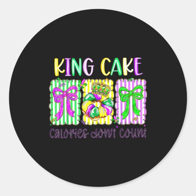 Mardi Gras King Cake Coquette Bow Girl Women Carni Classic Round Sticker (Front)