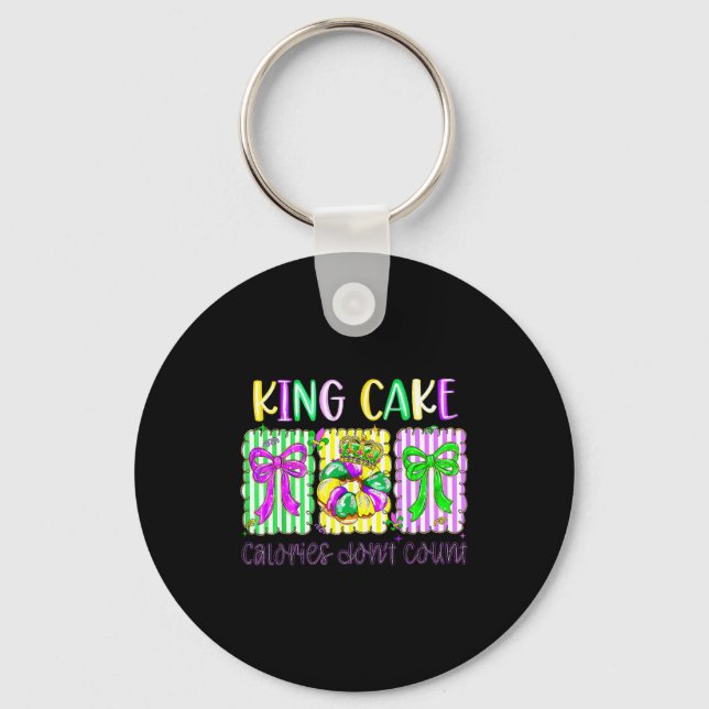 Mardi Gras King Cake Coquette Bow Girl Women Carni Key Ring (Front)