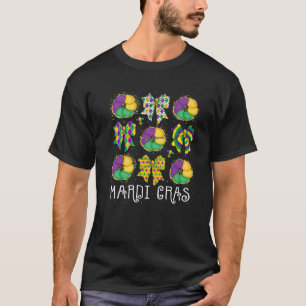 Mardi Gras King Cake Coquette Bow Girl Women Carni T-Shirt