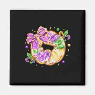 Mardi Gras King Cake New Orleans Fleur De Lis Coqu Magnet