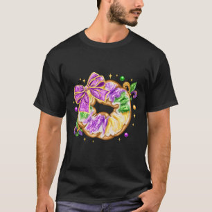 Mardi Gras King Cake New Orleans Fleur De Lis Coqu T-Shirt