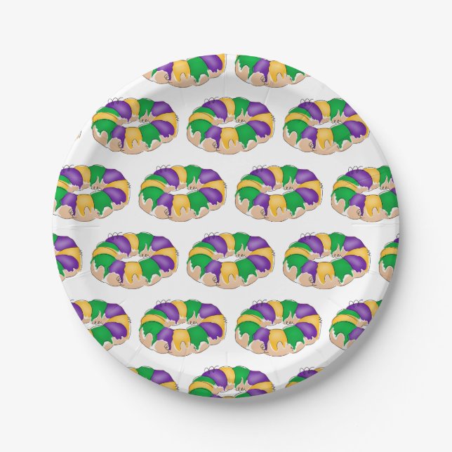 Mardi Gras King Cake Paper Plates (Front)