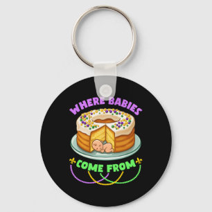 Mardi Gras King Cake Where Bybies Come From  Key Ring