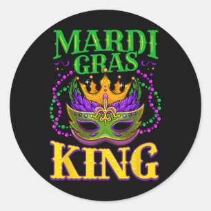 Mardi Gras King Costume Gift  Classic Round Sticker