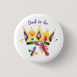 Mardi Gras King Crown Dad-to-be 3 Cm Round Badge