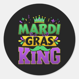 Mardi Gras King For New Orleans Carnival Costume Classic Round Sticker