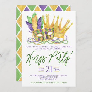 Mardi Gras Kings Party Invitation