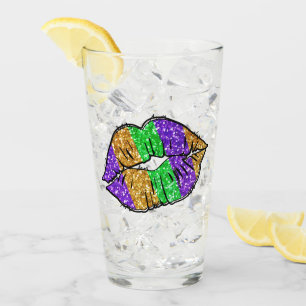 Mardi Gras Kiss Glass Tumbler