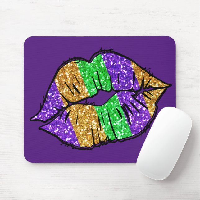 Mardi Gras Kiss Mouse Pad (With Mouse)