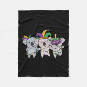 Mardi Gras Koala Carnival Costume Fleece Blanket