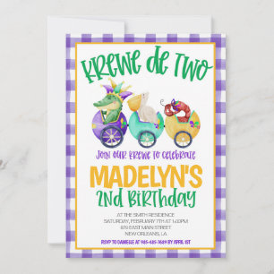 Mardi Gras Krewe Second Birthday Invitation