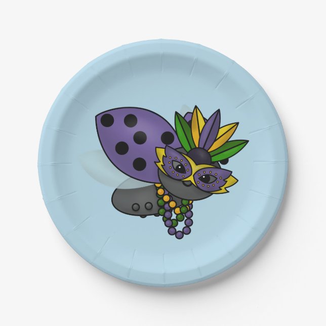 Mardi Gras Ladybug Paper Plate (Front)