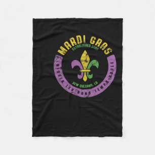 Mardi Gras Laisser Les Bons Vinatage New Orleans Fleece Blanket