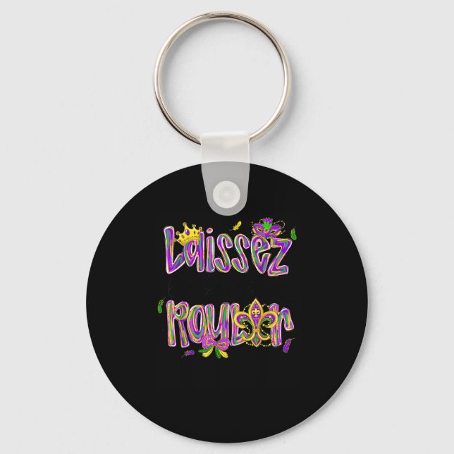 Mardi Gras Laissez Les Bon Temps Rouler Beads Fleu Key Ring (Front)
