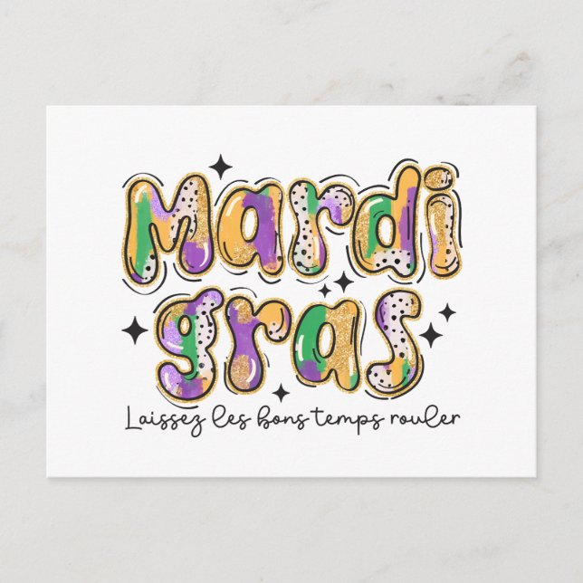 Mardi Gras Laissez Les Bons Temps Rouler  Announcement Postcard (Front)