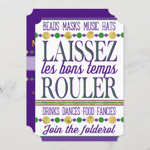 Mardi Gras   Laissez Les Bons Temps Rouler Invitation