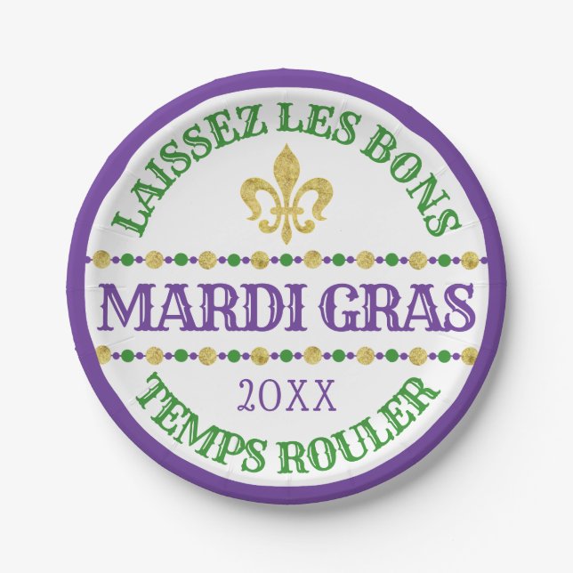 Mardi Gras | Laissez Les Bons Temps Rouler Paper Plate (Front)
