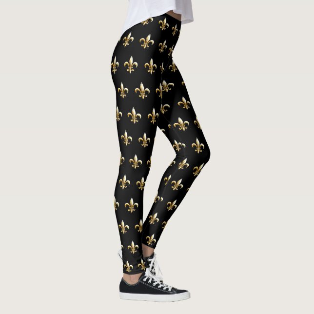 Mardi Gras Leggings fleur de lis black gold (Right)