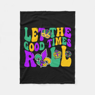 Mardi Gras Let The Good Time Roll Groovy Men Women Fleece Blanket