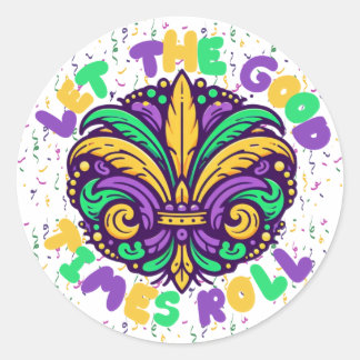 Mardi Gras Let the good times roll Classic Round Sticker