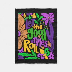 Mardi Gras Let The Good Times Roll Fleur De Lis Me Fleece Blanket