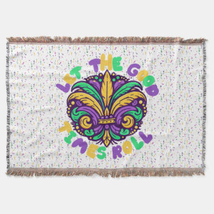 Mardi Gras Let the good times roll Throw Blanket