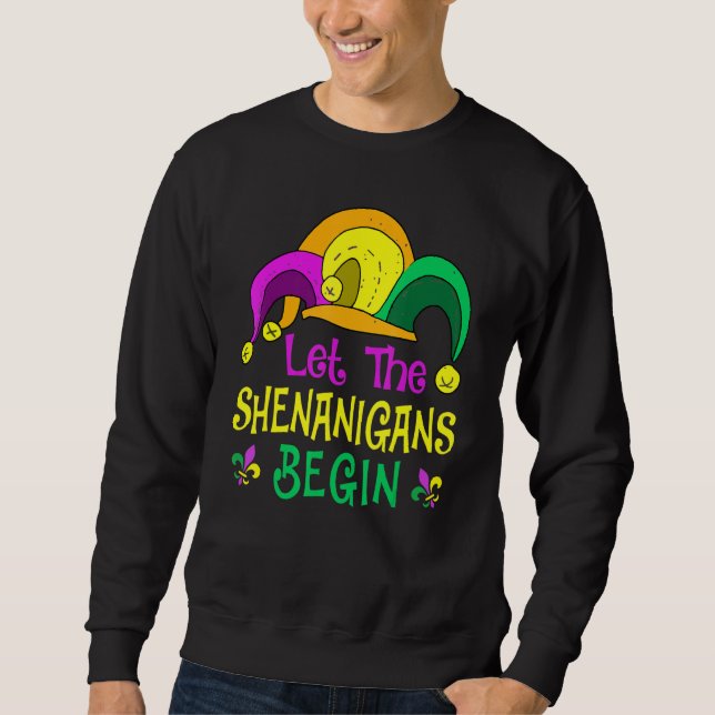 Mardi Gras Let The Shenanigan Begin Jester Hat Kid Sweatshirt (Front)