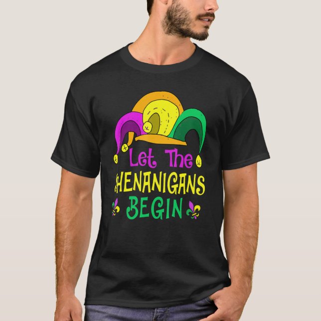 Mardi Gras Let The Shenanigan Begin Jester Hat Kid T-Shirt (Front)