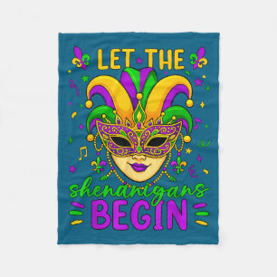 Mardi Gras Let The Shenanigans Begin Boy Girl Men Fleece Blanket