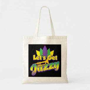 Mardi Gras Lets get jazz Funny Nola costume beads  Tote Bag