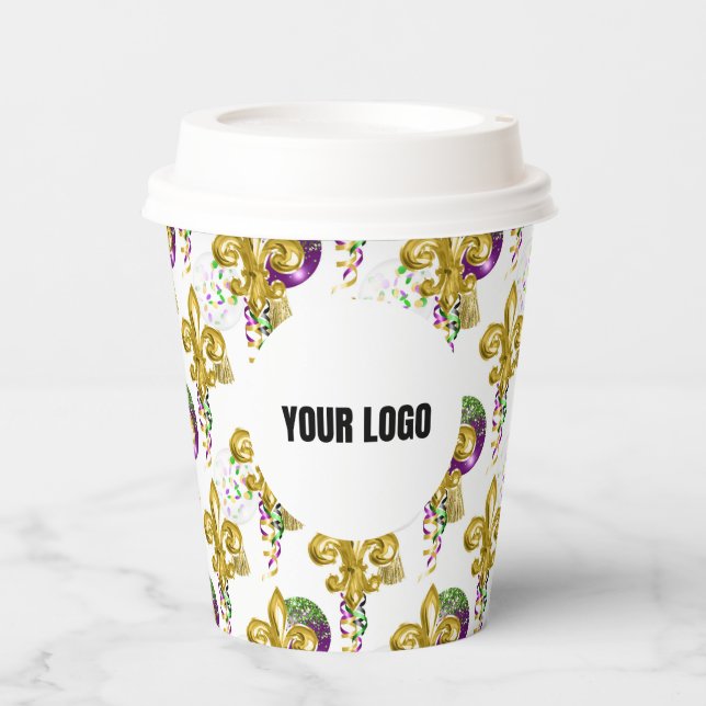 Mardi Gras Lily Festival Custom Cups White Gold (Front)
