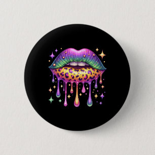 Mardi Gras Lip Women Girl Costume Funny Festival P 6 Cm Round Badge