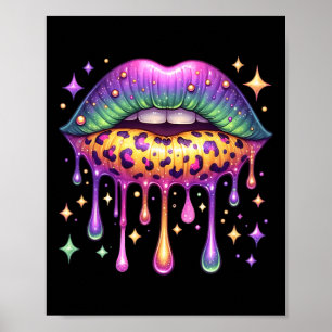 Mardi Gras Lip Women Girl Costume Funny Festival P Poster