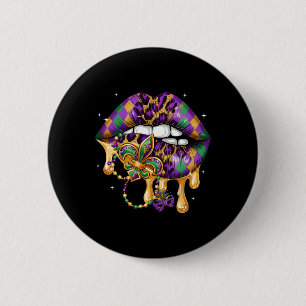 Mardi Gras Lip Women Girl Fleur De Lis Costume Fun 6 Cm Round Badge