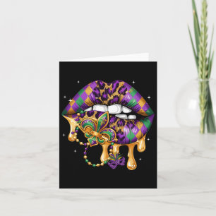 Mardi Gras Lip Women Girl Fleur De Lis Costume Fun Card