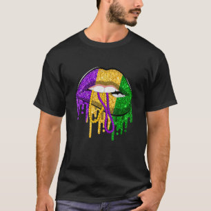 Mardi Gras Lips Funny Festival Party Women Costume T-Shirt