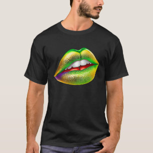 Mardi Gras Lips Green Purple & Gold 1 T-Shirt