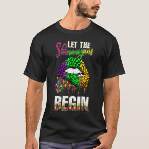 Mardi Gras Lips Outfit Costume Let The Shenanigans T-Shirt