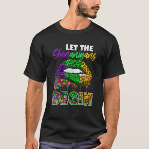 Mardi Gras Lips Outfit Costume Women Let Shenaniga T-Shirt