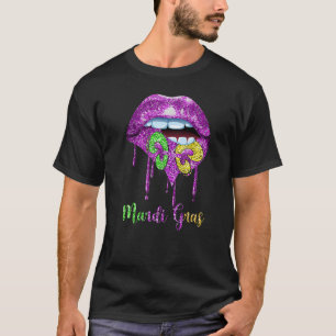 Mardi Gras Lips Queen Carnival Costume Purple & Go T-Shirt