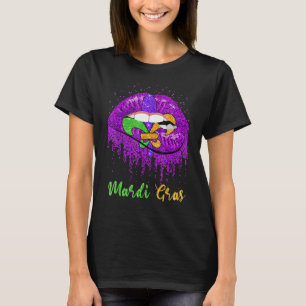 Mardi Gras Lips Queen Carnival Costume Purple & Go T-Shirt