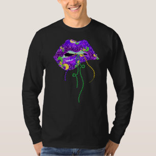 Mardi Gras Lips Queen Carnival Costume Purple & Go T-Shirt