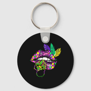 Mardi Gras Lips Queen Carnival Trendy Leopard Loui Key Ring