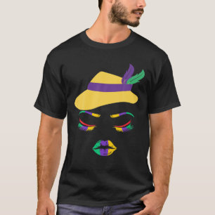 Mardi Gras Lips Woman Face Carnival Parade Masquer T-Shirt