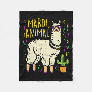 Mardi Gras Llama Party Animal Funny Alpaca Carniva Fleece Blanket