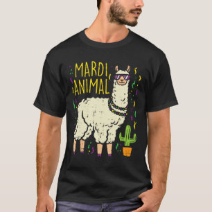 Mardi Gras Llama Party Animal Funny Alpaca Carniva T-Shirt