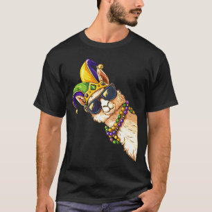 Mardi Gras Llama Sungles Funny Mardi Gras Costumes T-Shirt