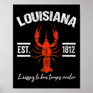 Mardi Gras Louisiana Crawfish Tee New Orleans Men Poster