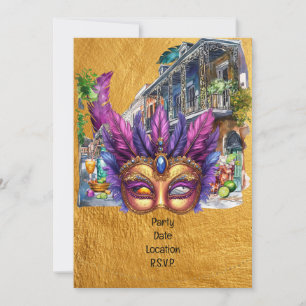 Mardi Gras Louisiana Party  Invitation
