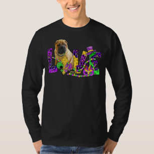 Mardi Gras Love Festival Leopard Chinese Shar Pei  T-Shirt